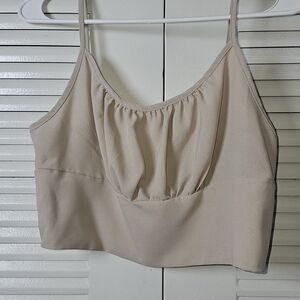 SHEIN Beige Cropped Cami Top with Adjustable Straps